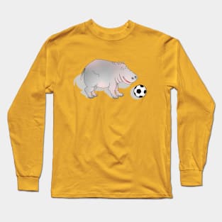 Hippo playing Football Long Sleeve T-Shirt